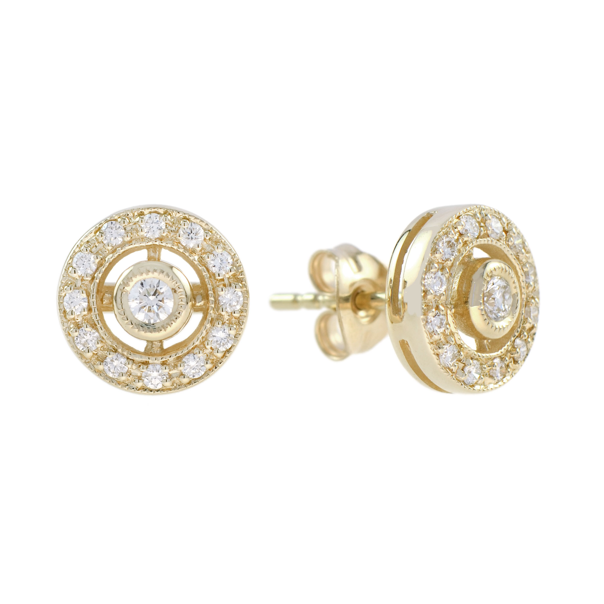 Diamond Stud Earrings Art Deco Style | Lilly M. JEWELERS Diamond Stud Earrings