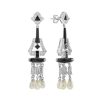 Pearl Chandelier Earrings with Onyx and Diamonds 2 Diamond Pearl Earrings