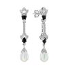 Pearl Drop Earrings with Onyx and Diamonds 1 E1801 CZ OX PE SL 1