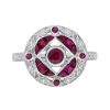 Ruby Cluster Diamond Art Deco Halo Ring | Lilly M. JEWELERS Art Deco Halo Ring