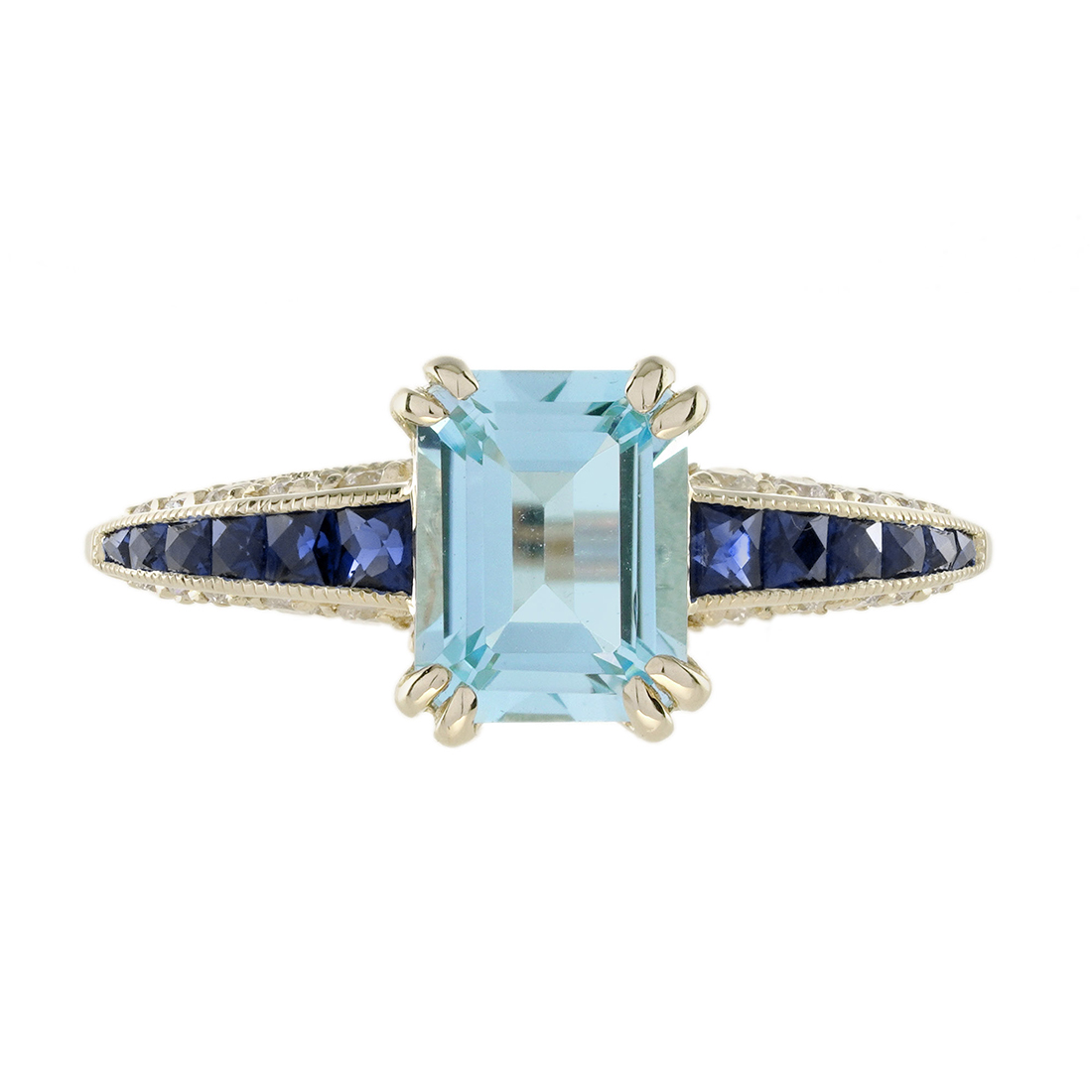 Blue Topaz Engagement Ring Art Deco | Lilly M. JEWELERS Blue Topaz Engagement Ring