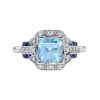 Blue Topaz Sapphire Diamond Art Deco Style Ring 2 Blue Topaz Ring