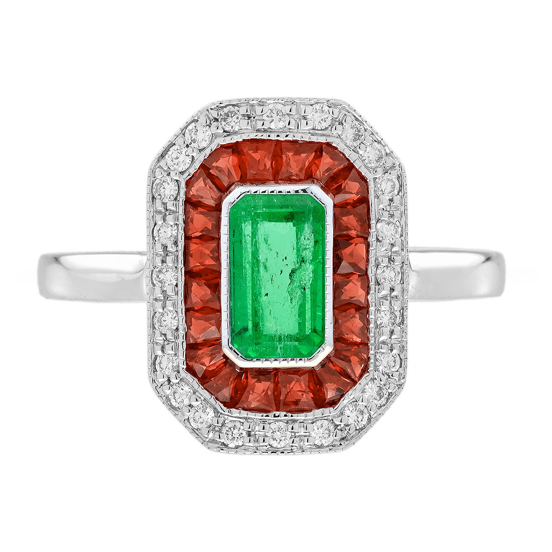 Emerald Engagement Ring Art Deco Style | Lilly M. JEWELERS Emerald Engagement Ring