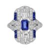 Ceylon Sapphire Ring Art Deco Style Statement 2 Art Deco Ring