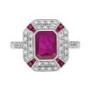 Ruby Diamond Art Deco Style Engagement Ring Engagement Ring
