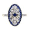 Sapphire Diamond Art Deco Style Filigree Engagement Ring 1 Filigree Engagement Ring