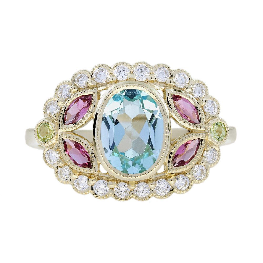 Blue Topaz Art Deco Ring