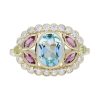 Blue Topaz Art Deco Ring With Diamond | Lilly M. JEWELERS Blue Topaz Art Deco Ring