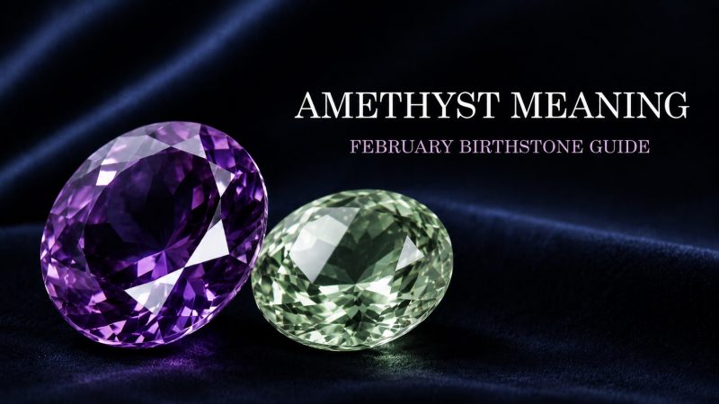 Purple and green amethyst gemstones for an amethyst meaning and February birthstone guide