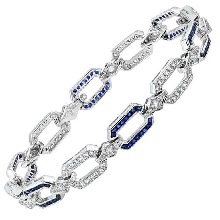 French Cut Sapphire Link Bracelet | Lilly M. JEWELERS Sapphire Link Bracelet
