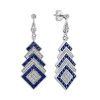 Diamond Drop Earrings With Sapphire | Lilly M. JEWELERS Diamond Drop Earrings