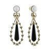 Onyx Pearl Ribbon Bow Dangle Earrings 1 Onyx Dangle Earrings