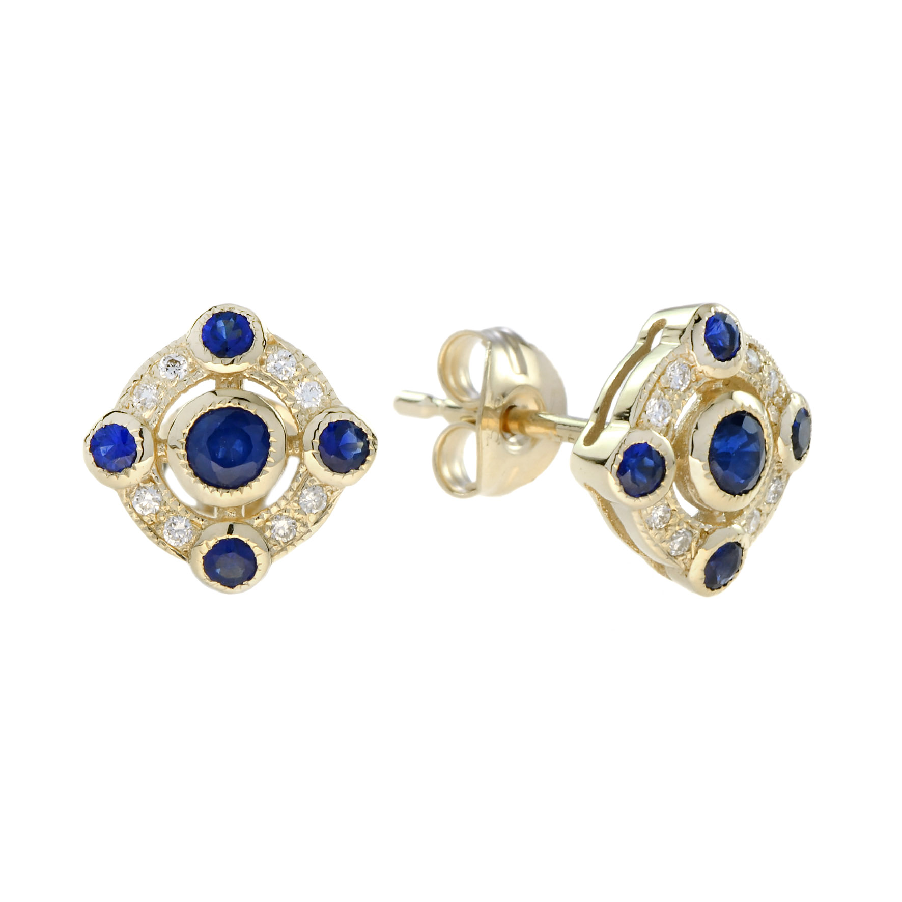 Sapphire Diamond Stud Earrings | Lilly M. JEWELERS Sapphire Diamond Stud Earrings
