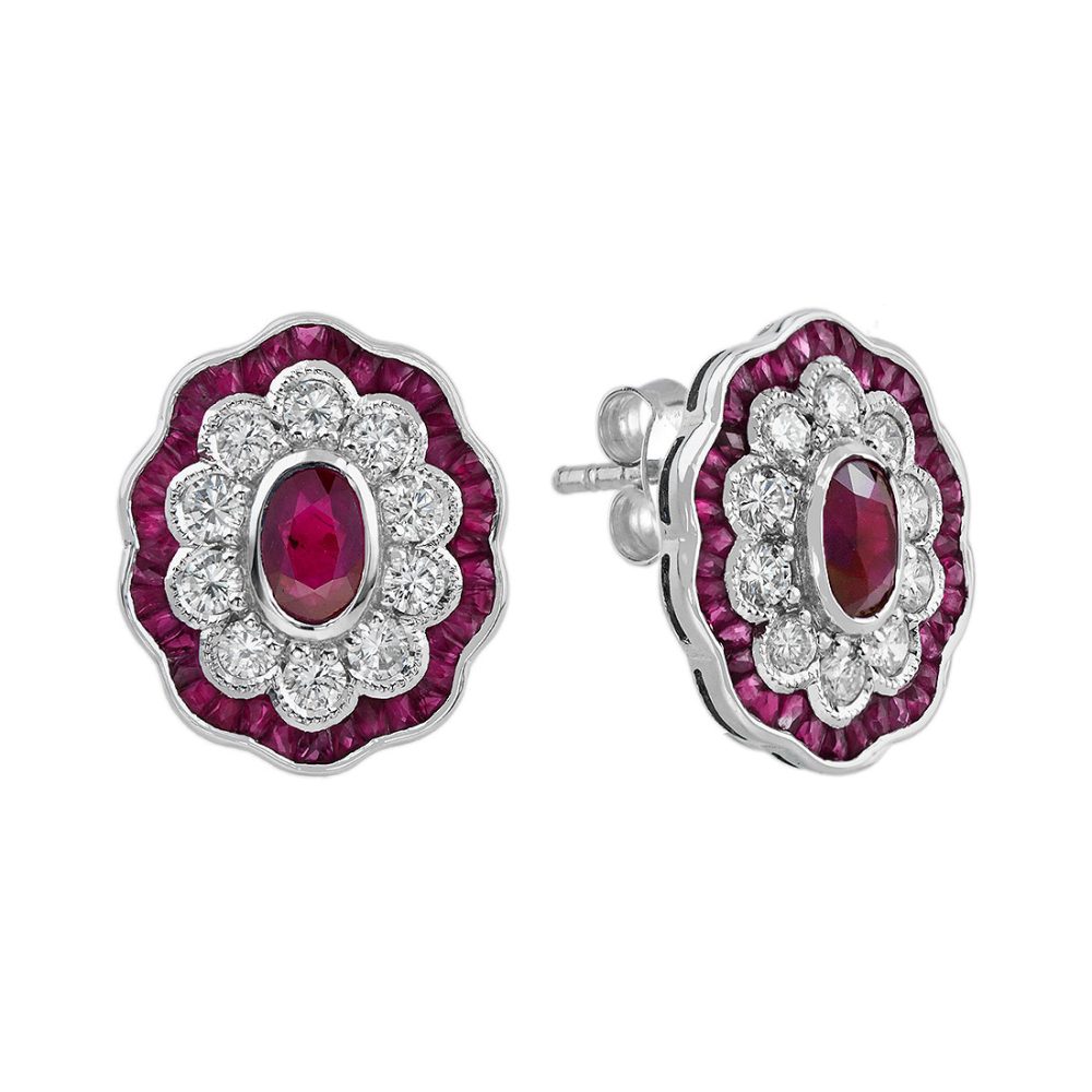 Ruby Floral Stud Earrings