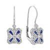 Diamond Drop Earrings With Sapphire | Lilly M. JEWELERS Diamond Drop Earrings