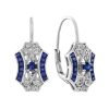 Sapphire Drop Earrings Art Deco Style 1 Sapphire Drop Earrings