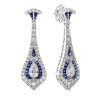 Pear Diamond and Sapphire Drop Earrings Art Deco Style 1 Pear Diamond Drop Earrings