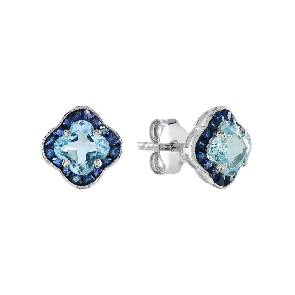 The Poise | Lilly Cut Blue Topaz Sapphire Stud Earrings