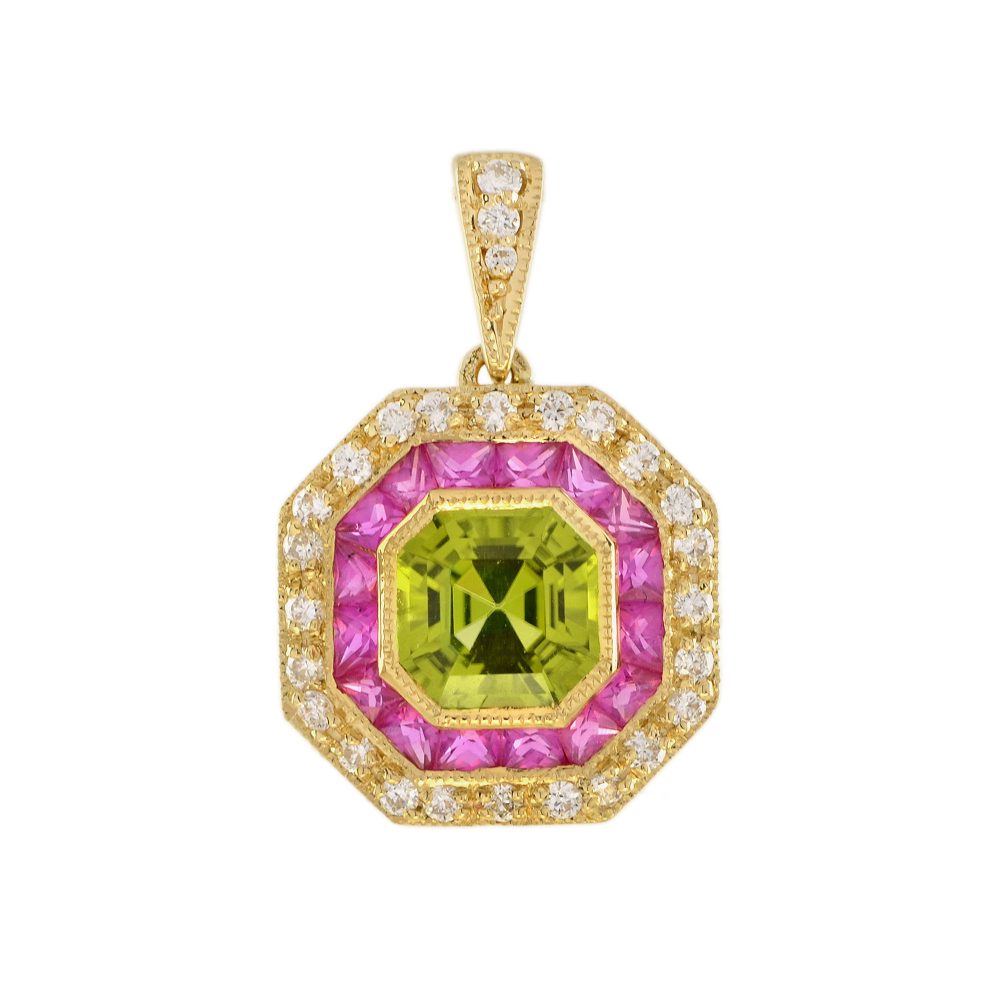 Peridot Halo Pendant