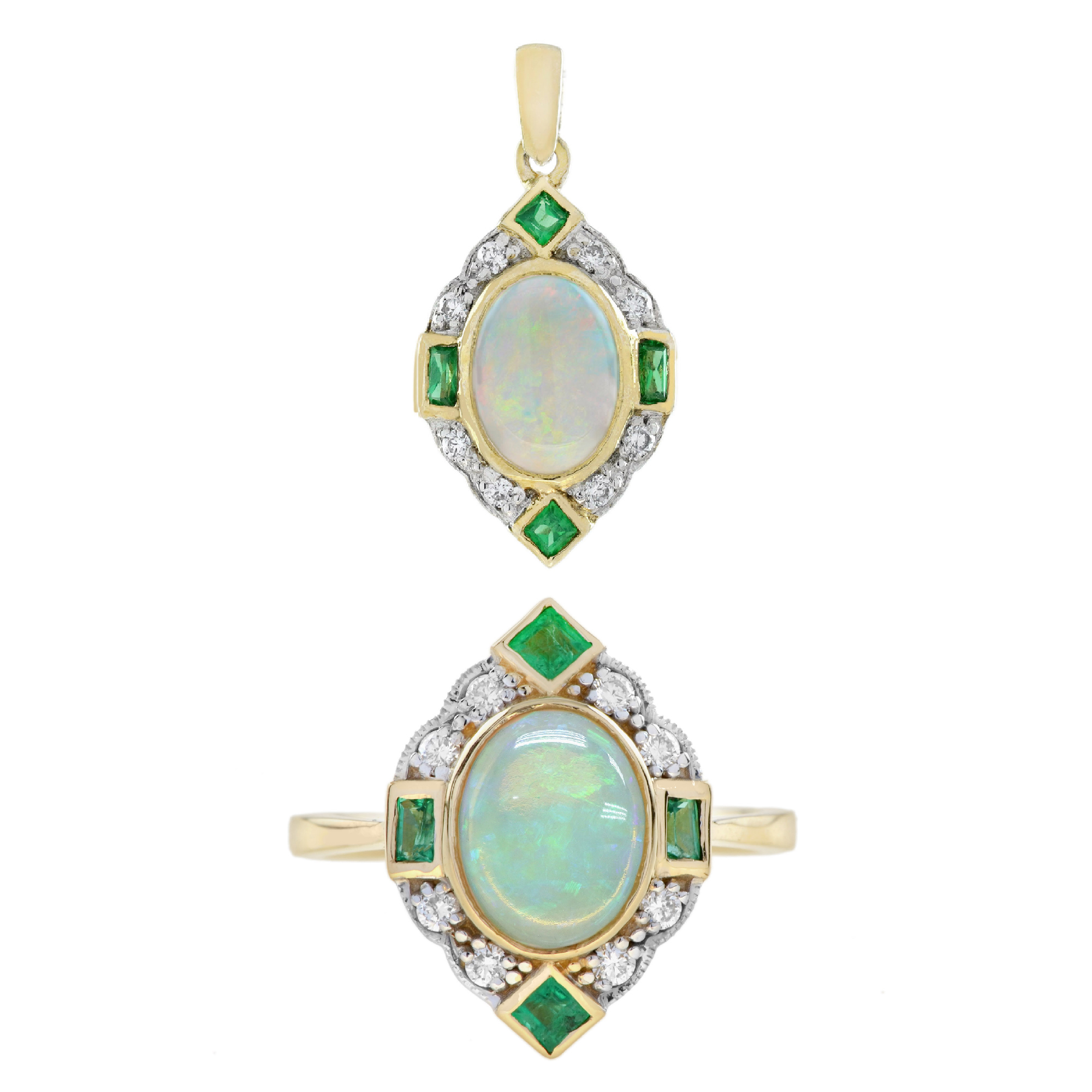 Opal Jewelry Set Art Deco Style | Lilly M. JEWELERS Opal Jewelry Set