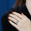 R2049 NE-CZ L2609OB 01 Square Cut Emerald Diamond Engagement Ring