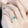 R2049 NE-CZ L2609OB 02 Square Cut Emerald Diamond Engagement Ring