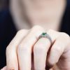 R2049 NE-CZ L2609OB 03 Square Cut Emerald Diamond Engagement Ring
