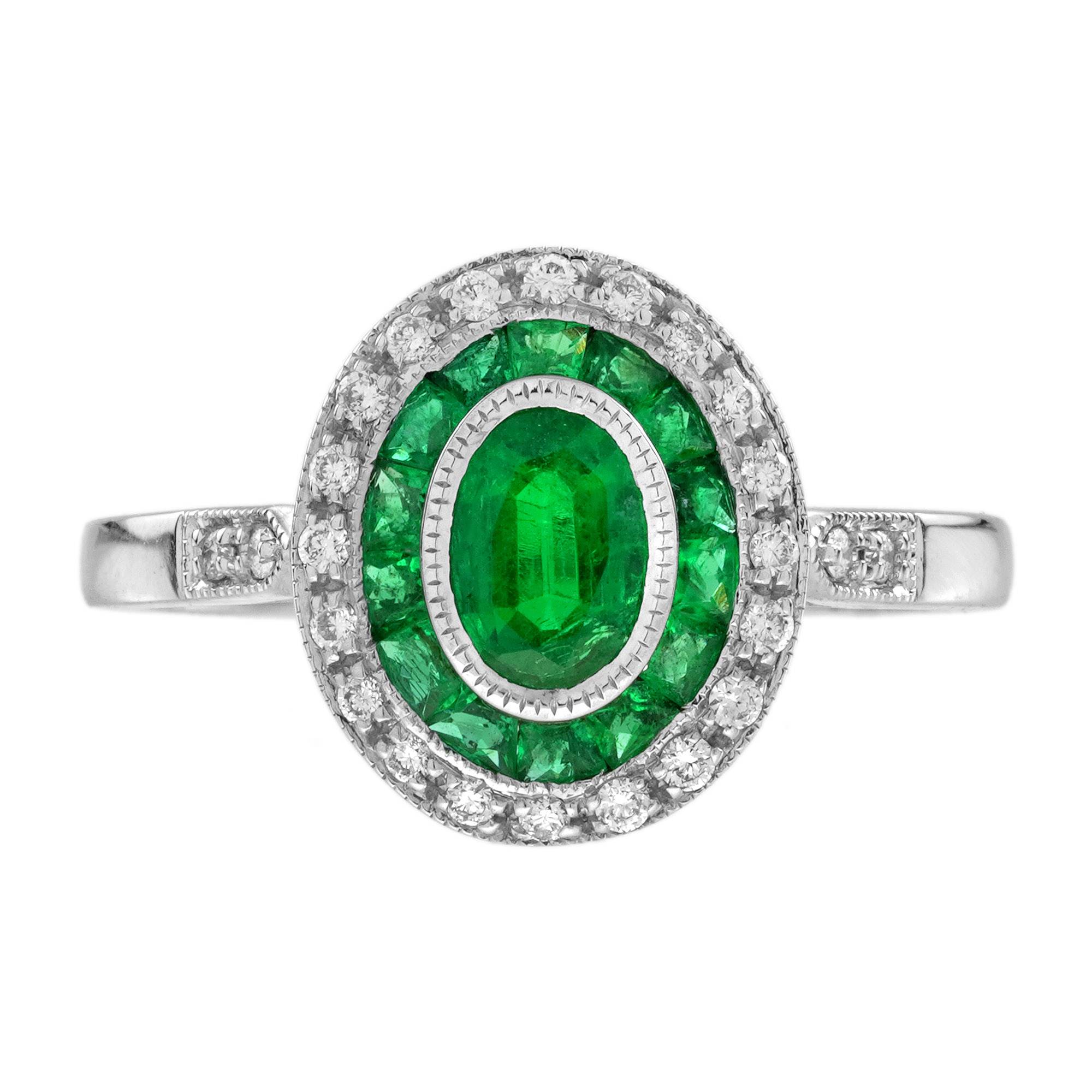 Emerald Engagement Ring Art Deco | Lilly M. JEWELERS Emerald Engagement Ring