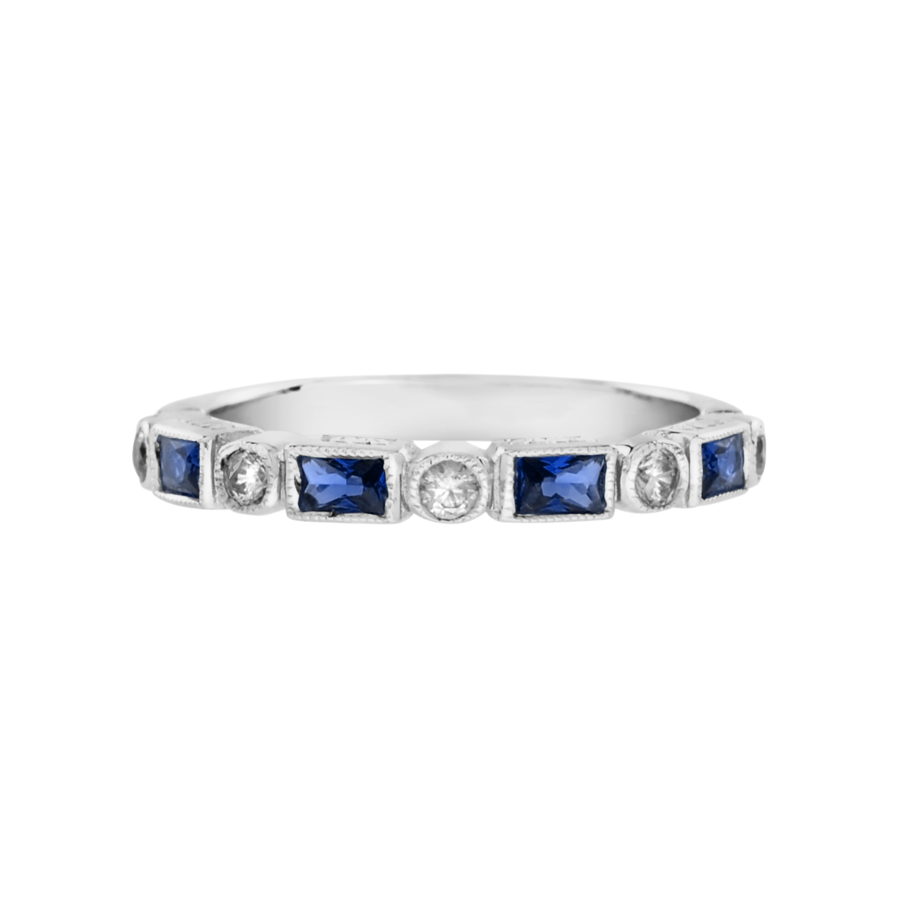 Sapphire Diamond Band Ring Art Deco | Lilly M. JEWELERS Sapphire Diamond Band Ring