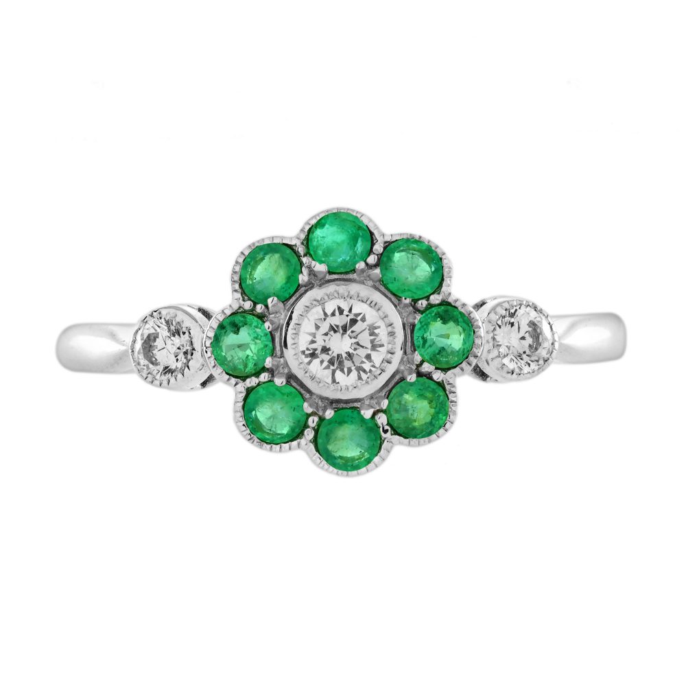Emerald Floral Ring