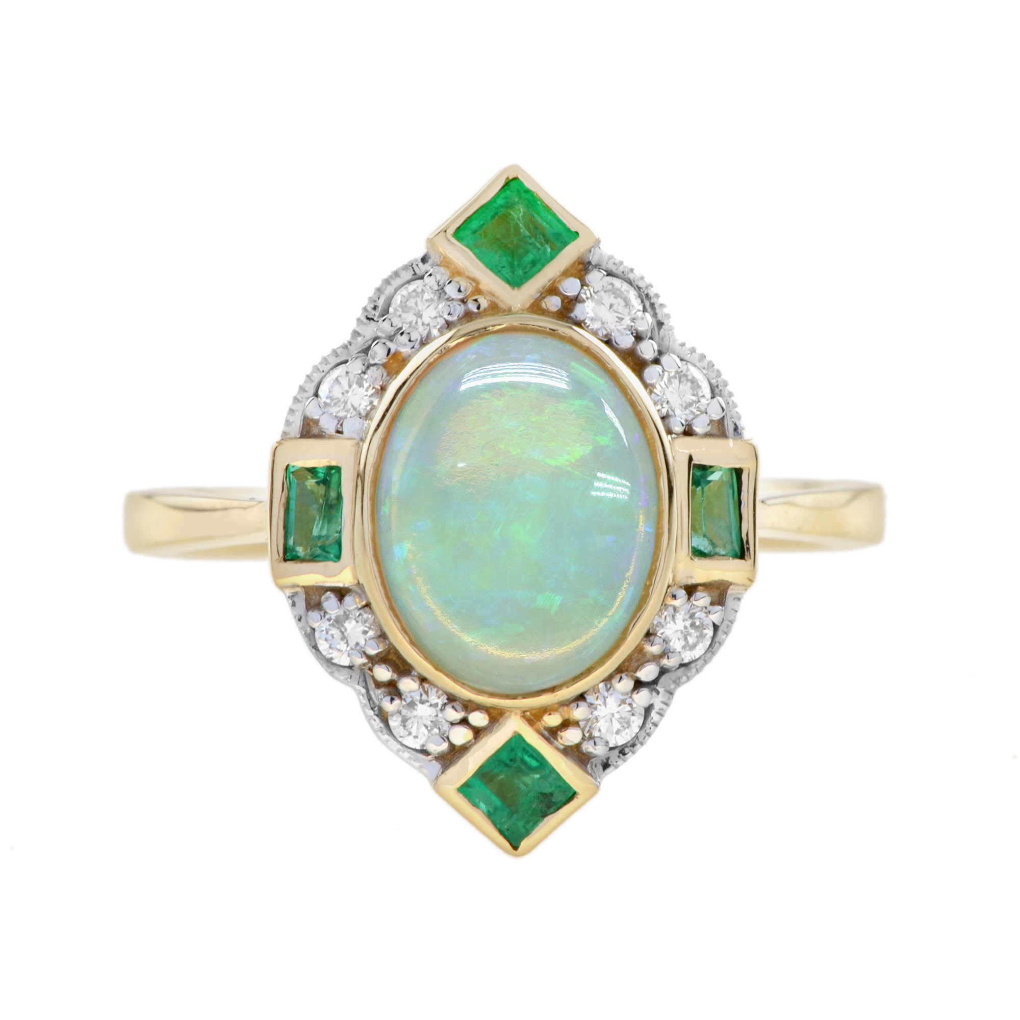 Opal Engagement Ring Art Deco Style | Lilly M. JEWELERS Opal Engagement Ring