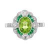 Peridot Emerald Diamond Art Deco Style Engagement Ring 1 Peridot Engagement Ring