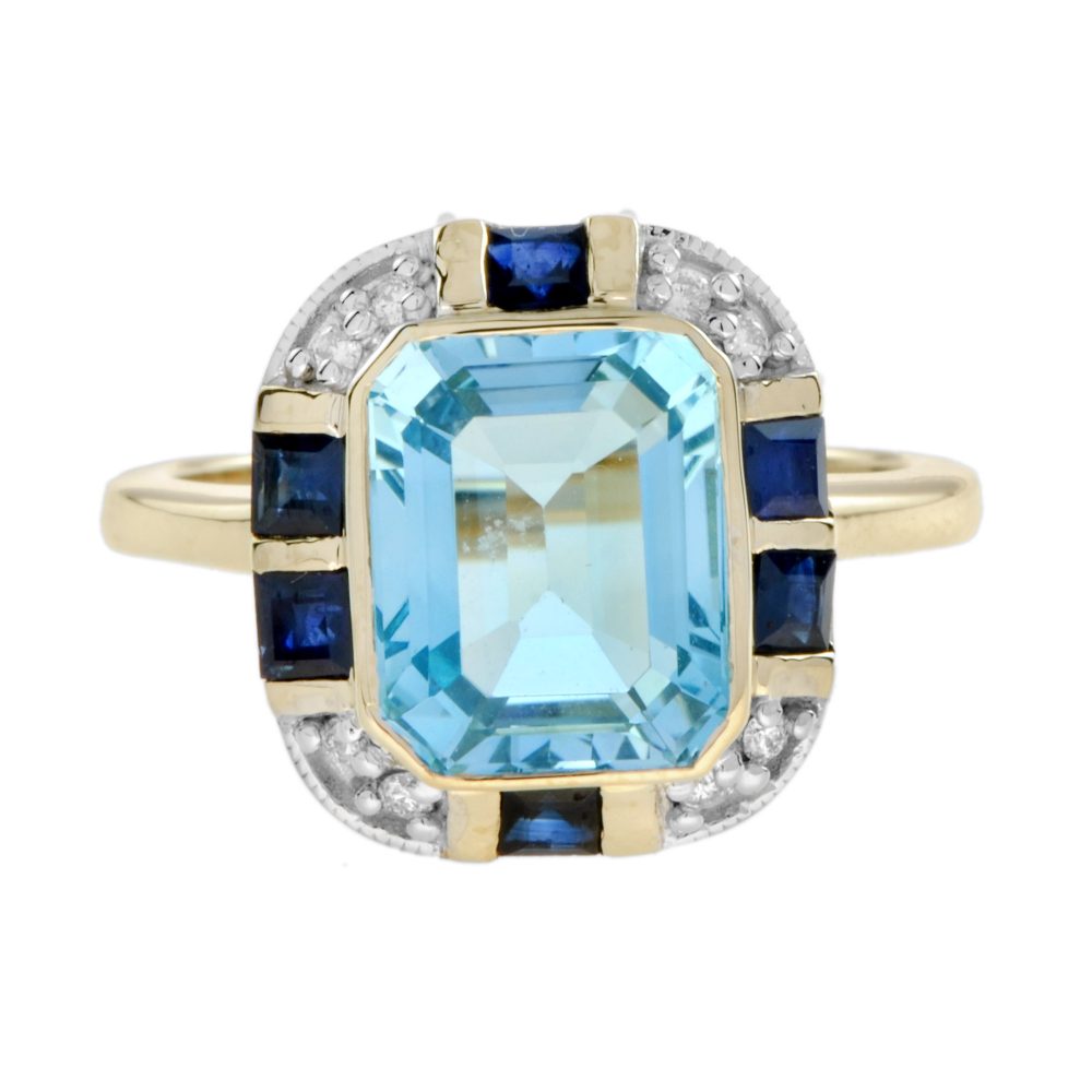 Blue Topaz Halo Ring