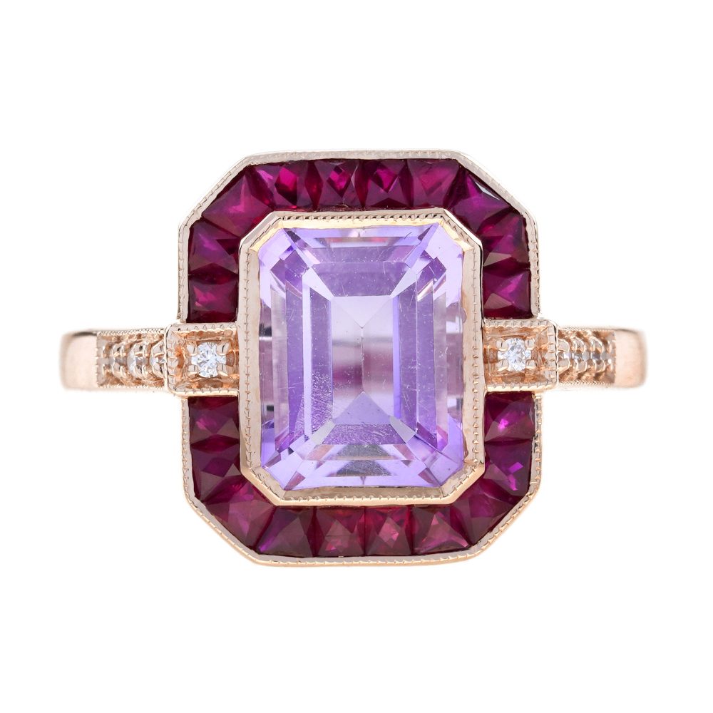 Pink Amethyst Halo Ring