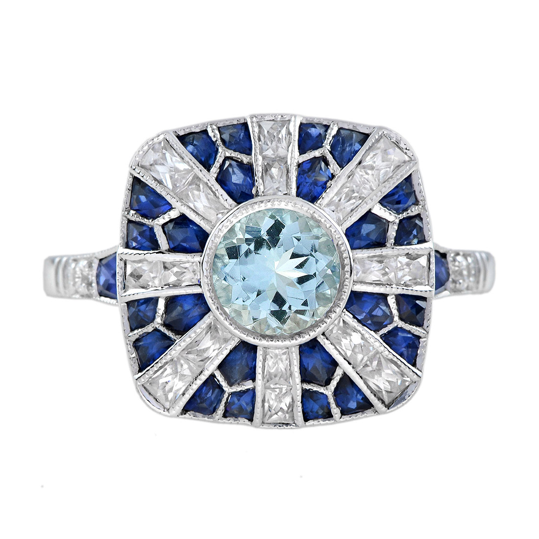 Aquamarine Engagement Ring Art Deco | Lilly M. JEWELERS Aquamarine Engagaement Ring