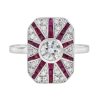 Diamond Ruby Art Deco Style Statement Ring 1 Diamond Ruby Statement Ring