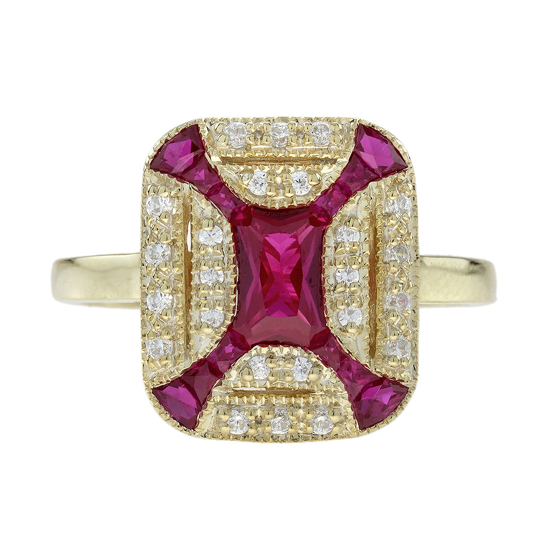 Ruby Halo Ring Art Deco Style | Lilly M. JEWELERS Ruby Halo Ring