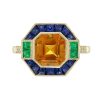 Citrine Sapphire Art Deco Style Engagement Ring 2 Citrine Engagement Ring