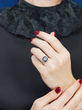 round-diamond-emerald-sapphire-halo-ring-art-deco-style-18k-gold-on-body-front-distant Diamond Emerald Sapphire Art Deco Style Ring on Body Front Distant