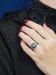 Diamond Emerald Sapphire Art Deco Style Ring on Body Front Near
