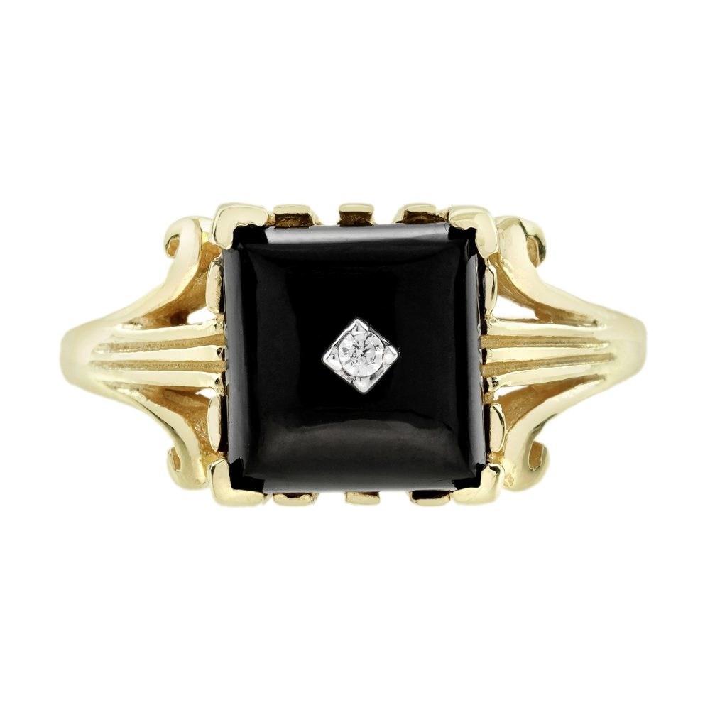 Black Onyx Diamond Ring