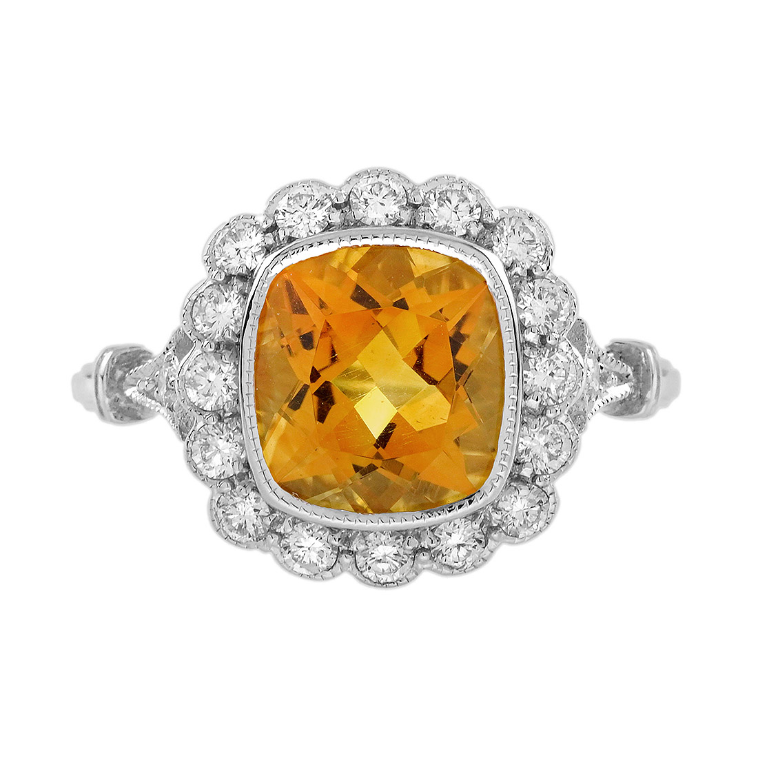 Citrine Engagement Ring With Diamond | Lilly M. JEWELERS Citrine Engagement Ring