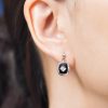 E1760 CZ-OX L2611OB 01 Onyx Diamond Square Frame Art Deco Style Unisex Drop Earrings in Solid Gold