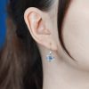 Blue Sapphire Diamond Filigree Drop Earrings in Two Tone Gold