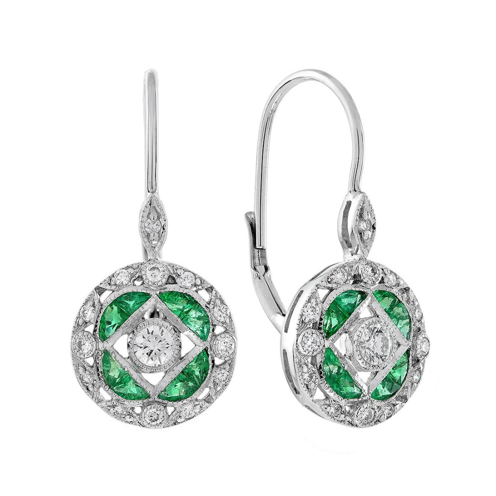 Emerald Diamond Drop Earrings
