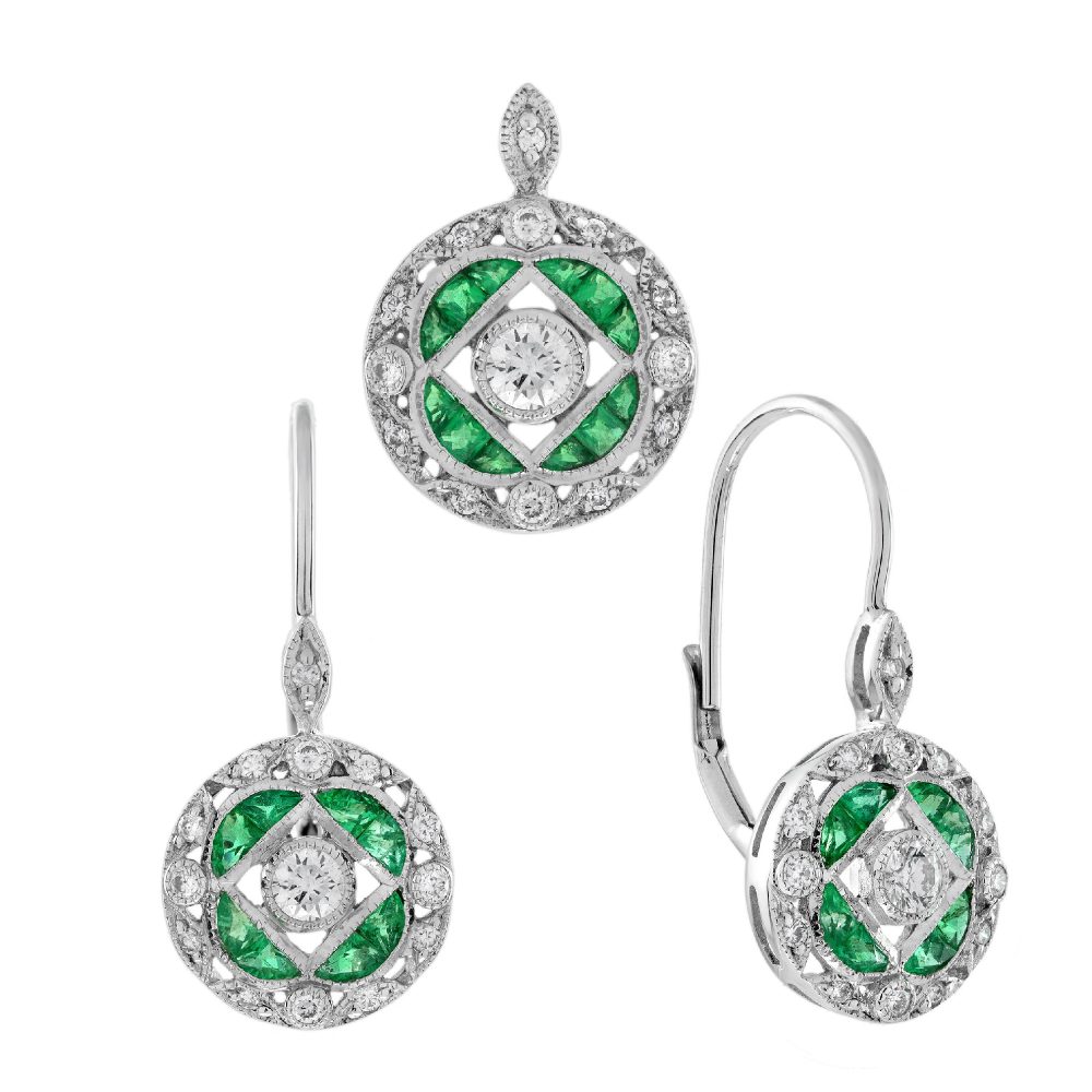 Emerald Diamond Jewelry Set