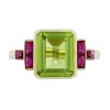Peridot Art Deco Ring With Ruby | Lilly M. JEWELERS Peridot Art Deco Ring