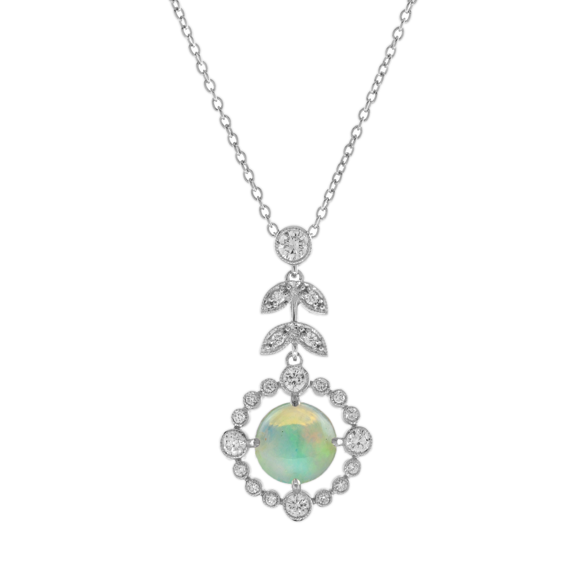 Opal Diamond Pendant Necklace | Lilly M. JEWELERS Opal Diamond Pendant Necklace