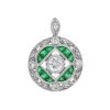 Emerald Diamond French Cut Circular Openwork Pendant 1 Emerald Diamond Pendant