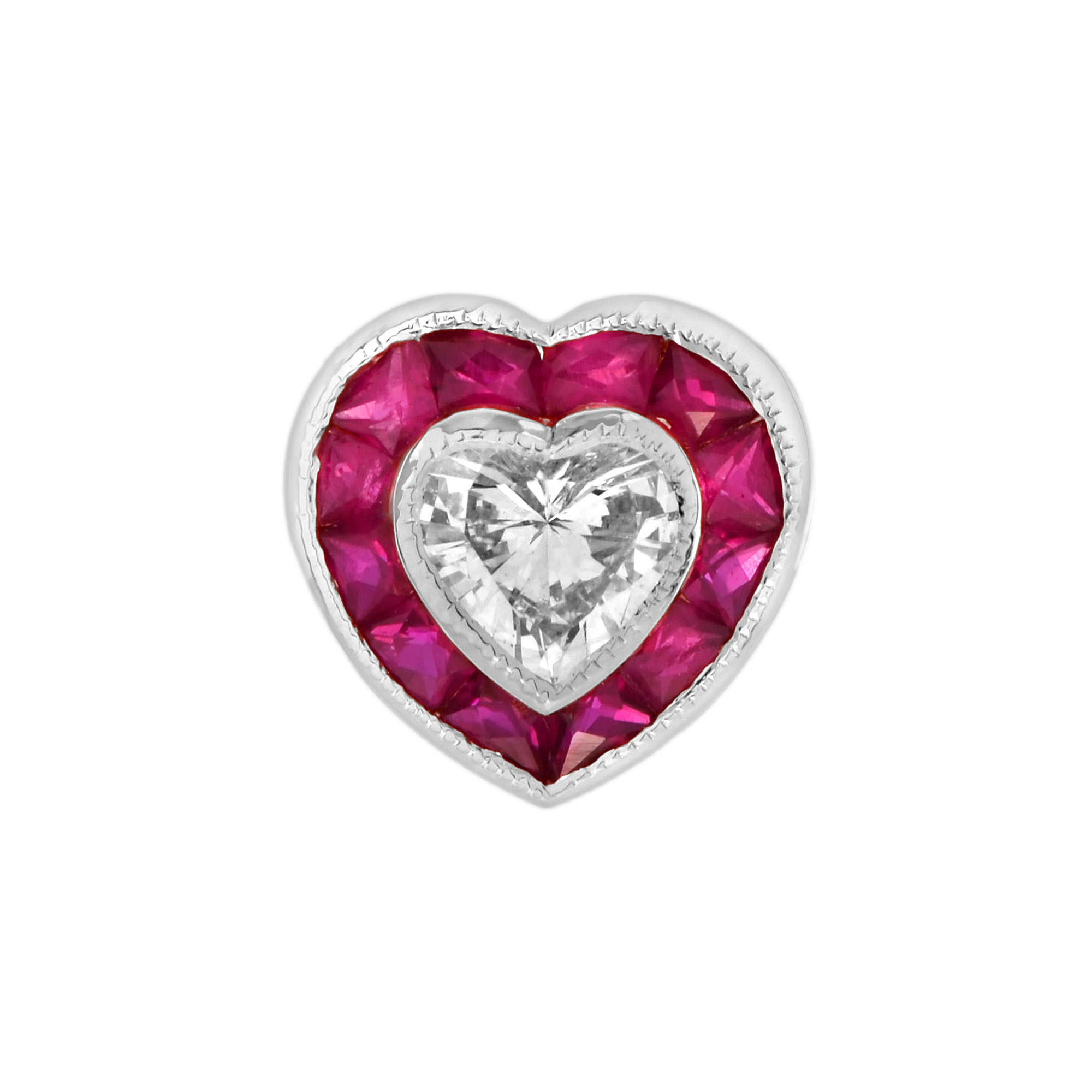 Ruby Diamond Heart Pendant Art Deco Style | Lilly M. JEWELERS Ruby Heart Pendant